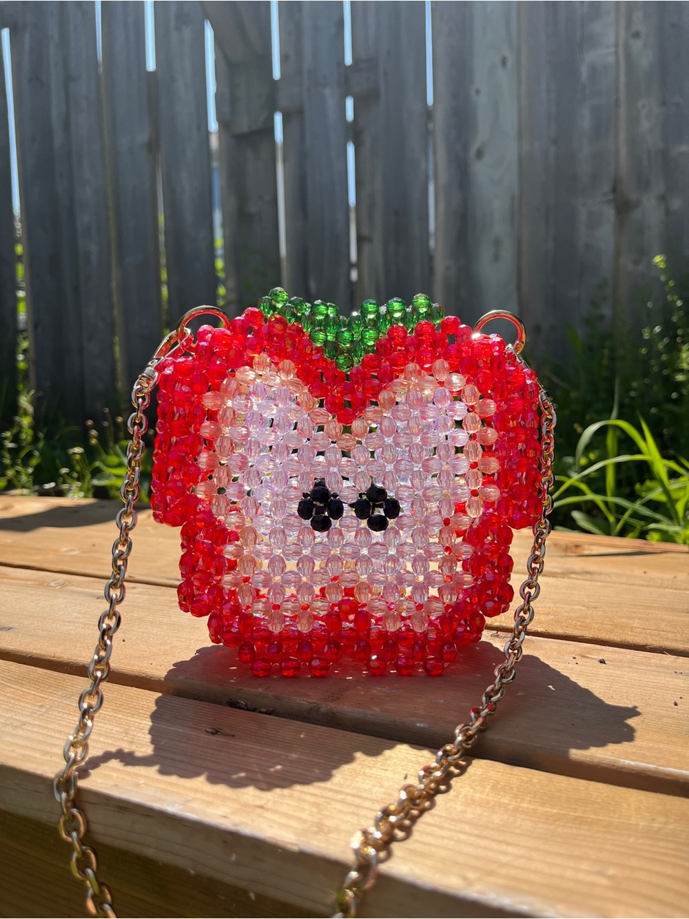 Apple Beaded Shoulder Bag